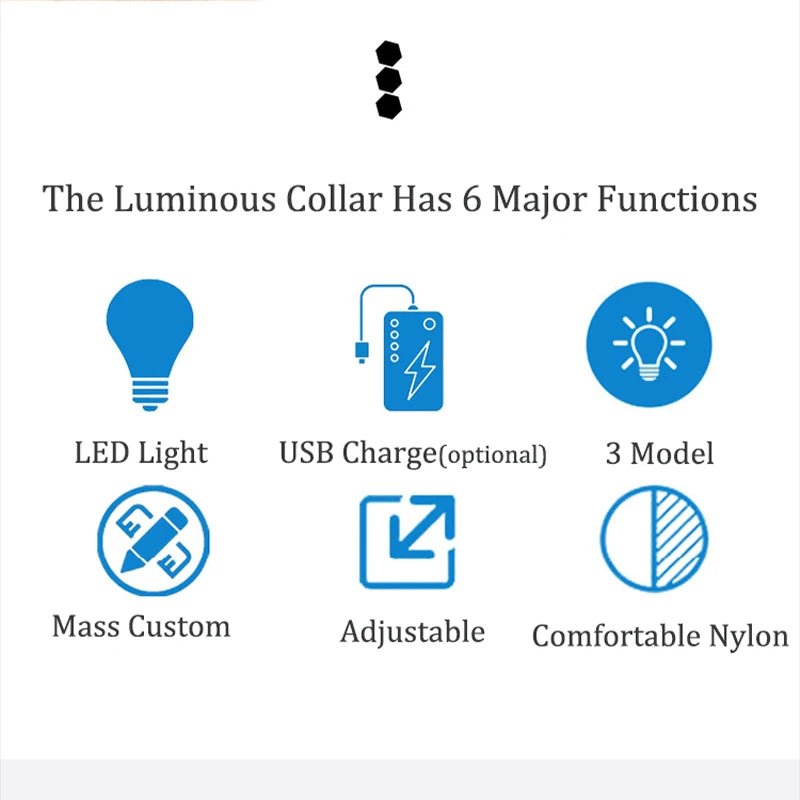 LED Dog Collar – USB Rechargeable & Button Battery Luminous Safety Collar for Dogs & Cats