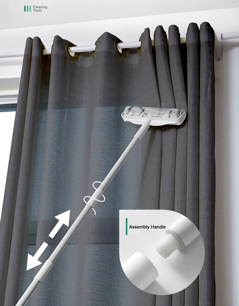 Long Handle Lint Roller Brush – Retractable Pet Hair Remover for Clothes, Bed, Sofa & Carpet – Tearable Dust & Fur Removal Tool