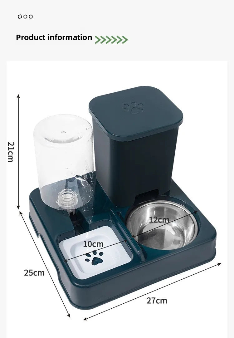 Automatic Pet Feeder & Water Fountain – Large Capacity Raised Food & Water Bowl for Cats & Dogs