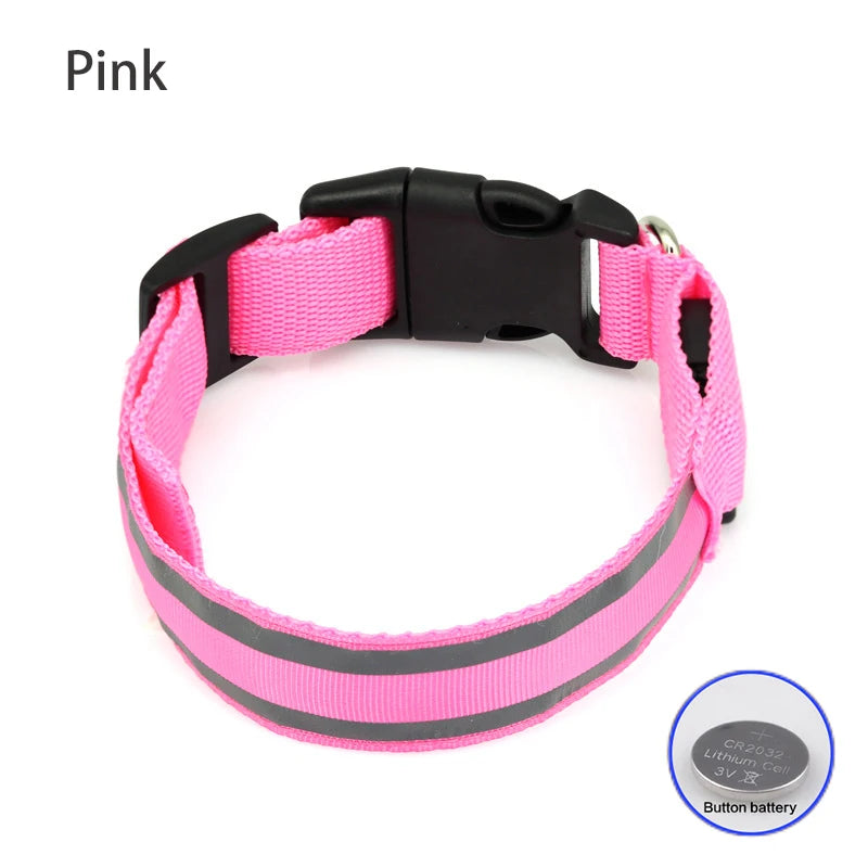 LED Dog Collar – USB Rechargeable & Button Battery Luminous Safety Collar for Dogs & Cats