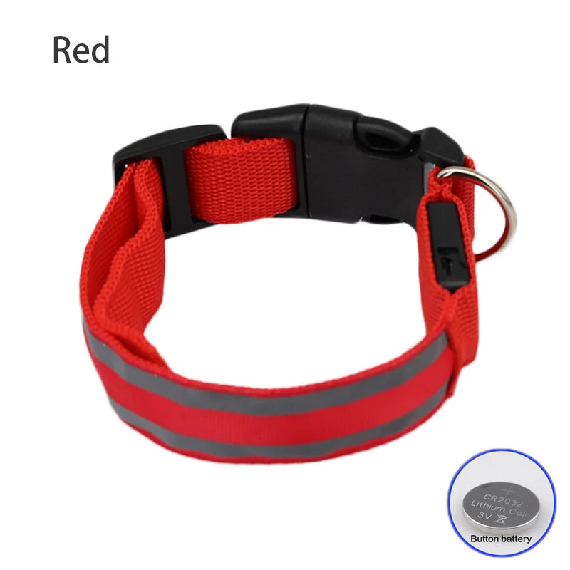 LED Dog Collar – USB Rechargeable & Button Battery Luminous Safety Collar for Dogs & Cats
