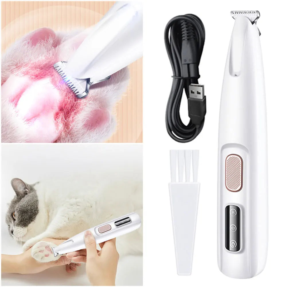 Dog Paw Trimmer with LED Light Electric Grooming Clippers 18mm Widen Blade Dogs Cats Hair Trimmer for Paws Ears Face Rump