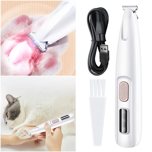 Dog Paw Trimmer with LED Light Electric Grooming Clippers 18mm Widen Blade Dogs Cats Hair Trimmer for Paws Ears Face Rump