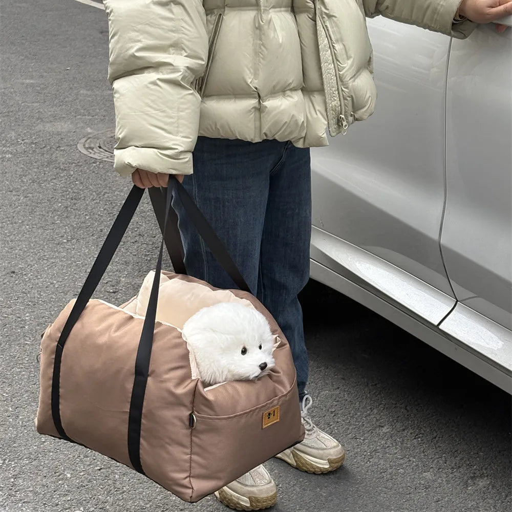 Portable Dog Car Seat Bed Booster Washable Home Cat Nest with Storage Pockets Soft Nest for Small Dogs And Cats Puppy Carrie