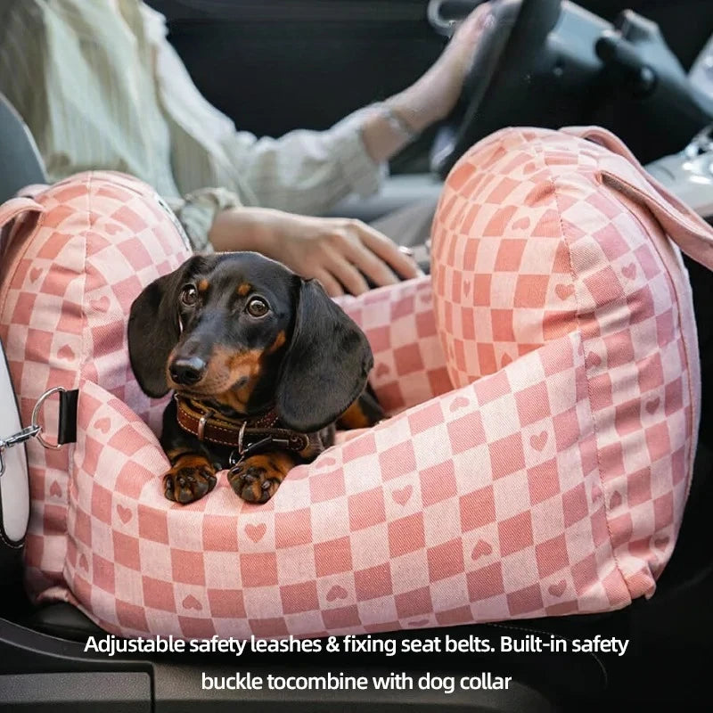 Pet Dog Portable Car Seat – Central Control Non-Slip Armrest Booster Bed for Small Dogs & Cats