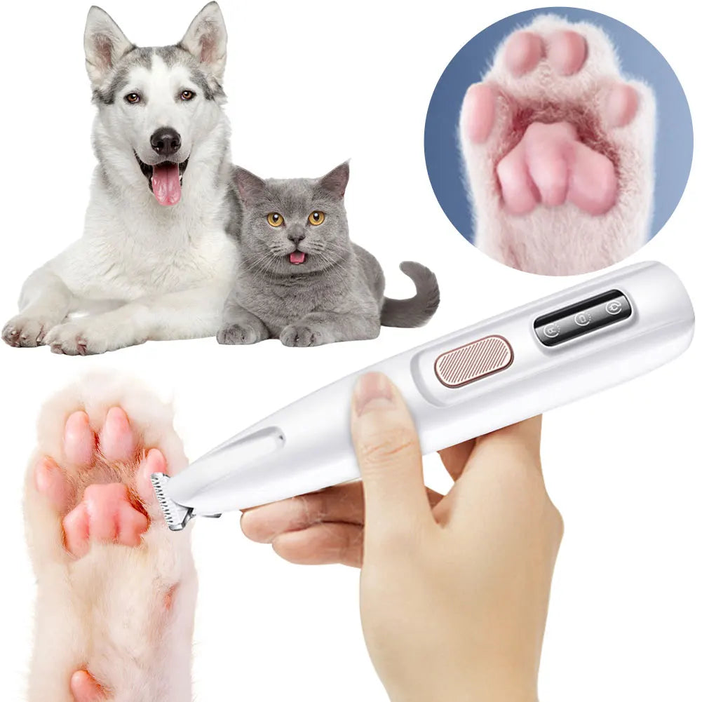 Dog Paw Trimmer with LED Light Electric Grooming Clippers 18mm Widen Blade Dogs Cats Hair Trimmer for Paws Ears Face Rump