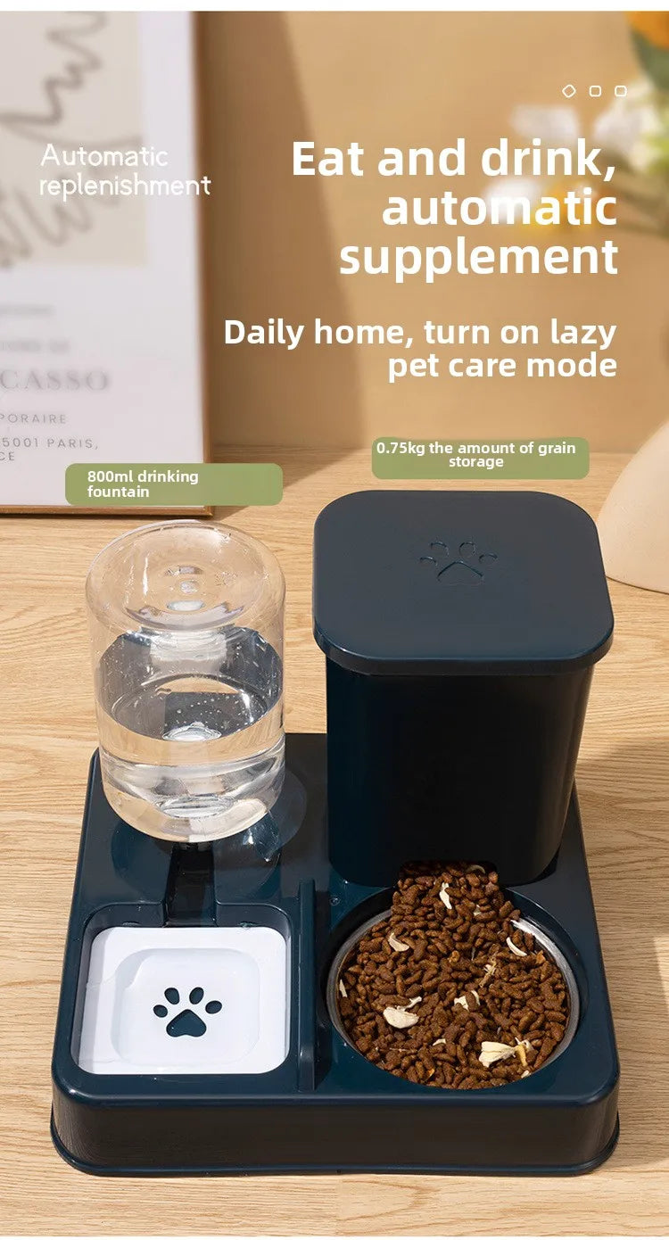 Automatic Pet Feeder & Water Fountain – Large Capacity Raised Food & Water Bowl for Cats & Dogs