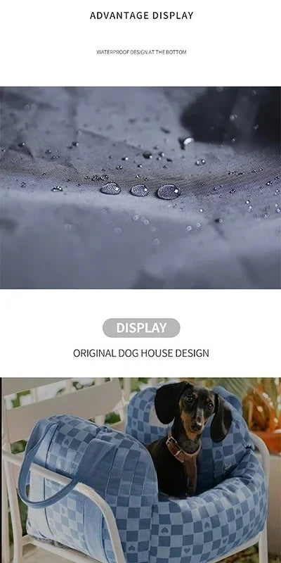 Pet Dog Portable Car Seat – Central Control Non-Slip Armrest Booster Bed for Small Dogs & Cats