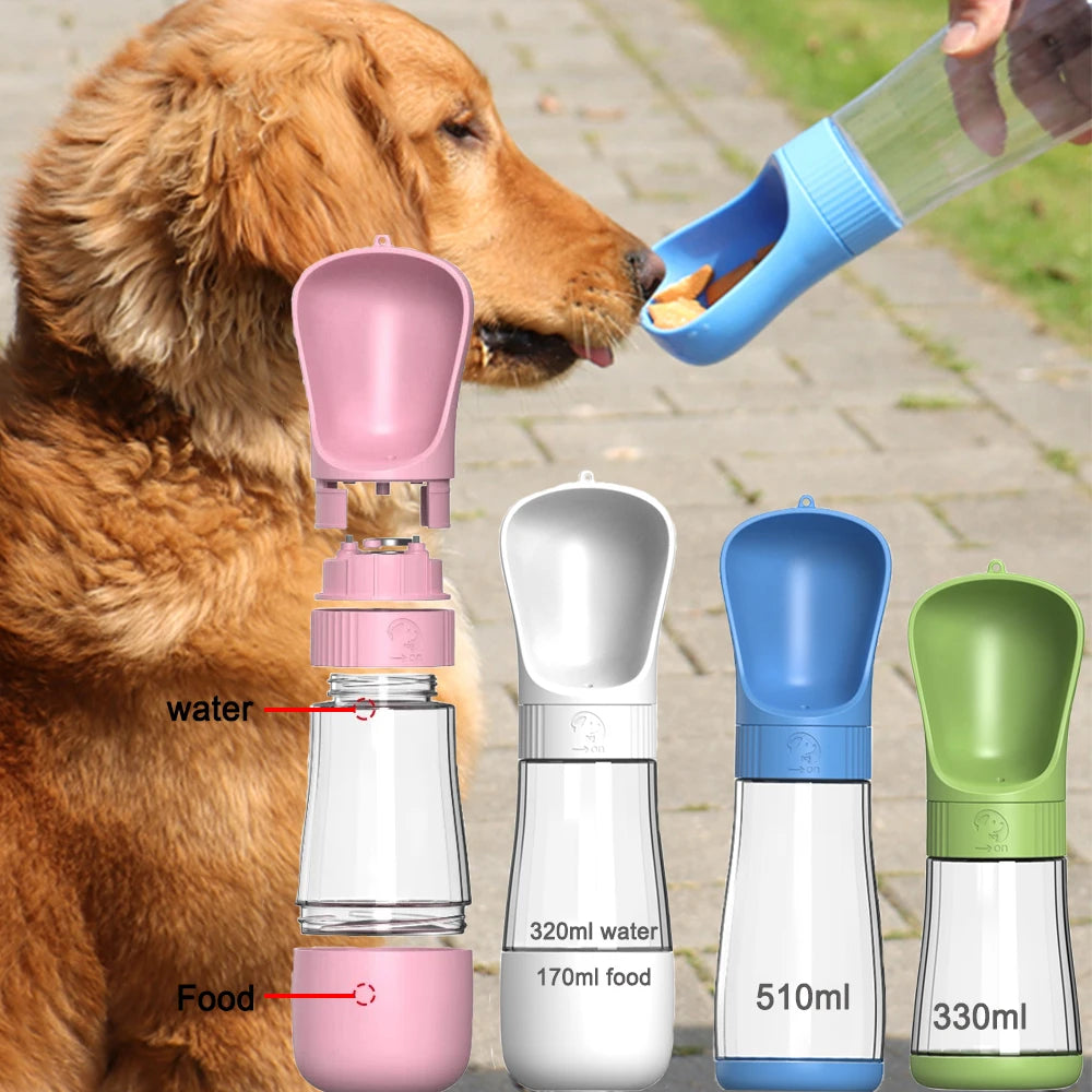 Twist Open Dog Water Bottle Portable Drinking Water Feeding Food Bowl Traveling Walker Dog Accessories Outside Puppy Pet Bottle
