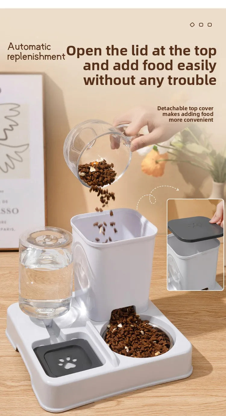 Automatic Pet Feeder & Water Fountain – Large Capacity Raised Food & Water Bowl for Cats & Dogs