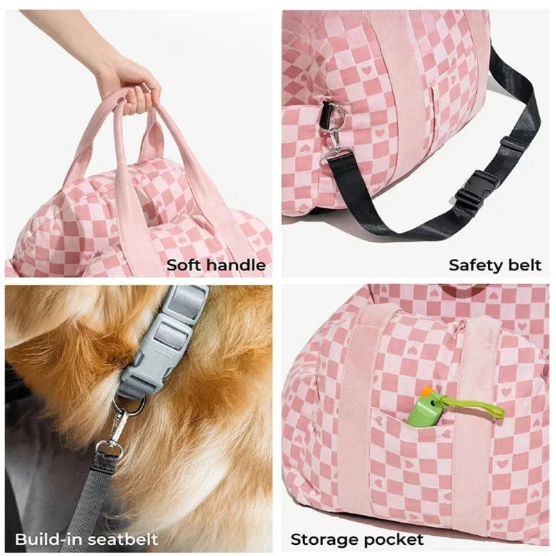 Pet Dog Portable Car Seat – Central Control Non-Slip Armrest Booster Bed for Small Dogs & Cats