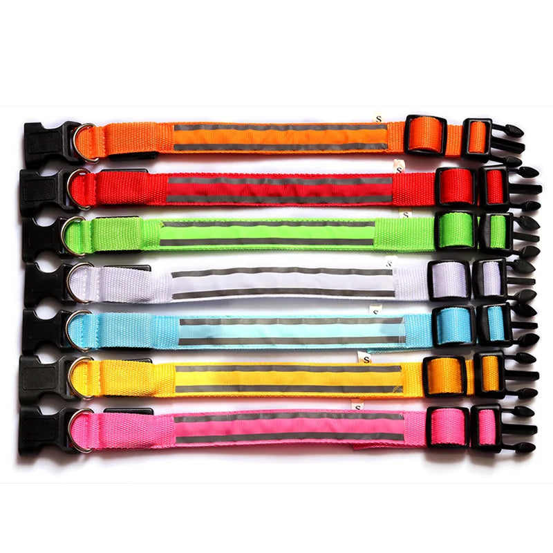 LED Dog Collar – USB Rechargeable & Button Battery Luminous Safety Collar for Dogs & Cats