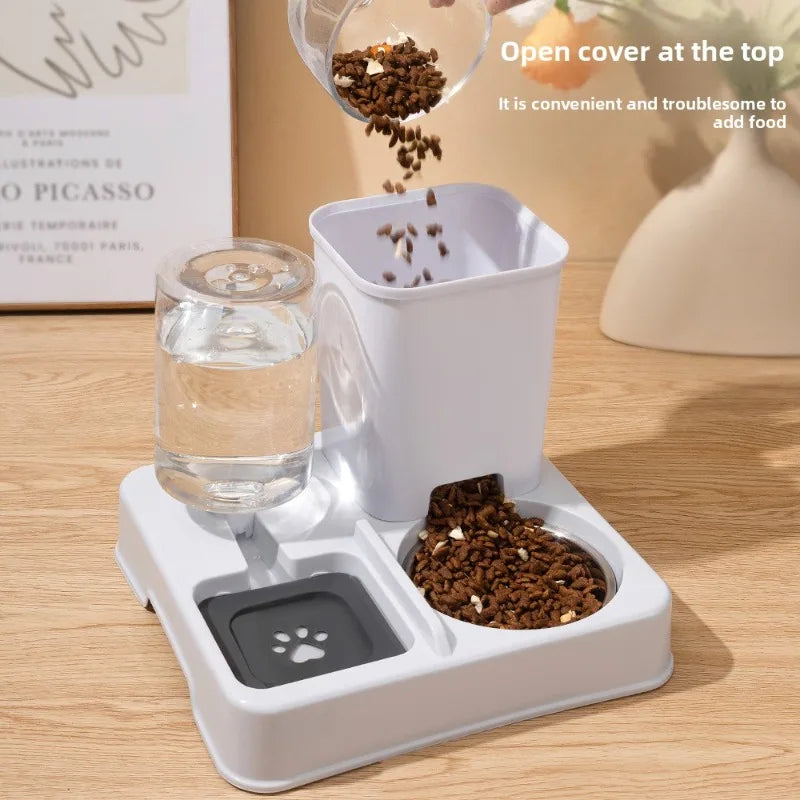 Automatic Pet Feeder & Water Fountain – Large Capacity Raised Food & Water Bowl for Cats & Dogs