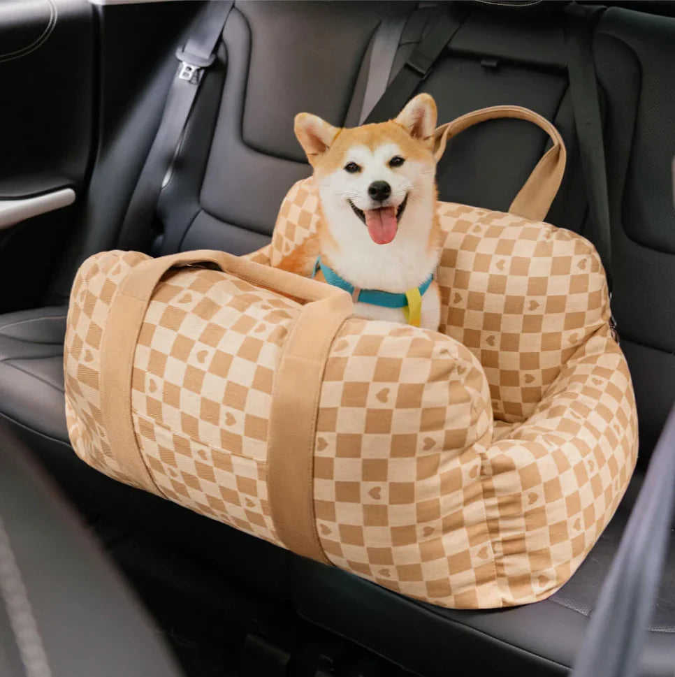 Pet Dog Portable Car Seat – Central Control Non-Slip Armrest Booster Bed for Small Dogs & Cats