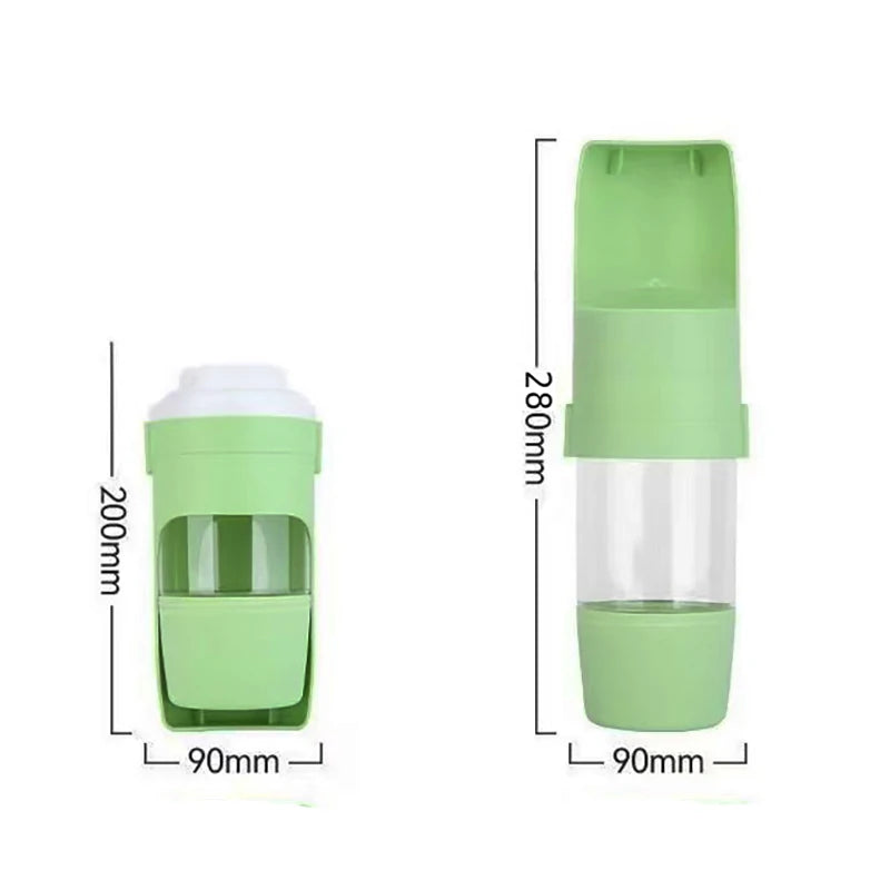 2-in-1 Pet Travel Water Bottle with Food Container – Portable Foldable Outdoor Bowl &amp; Feeder for Dogs &amp; Cats