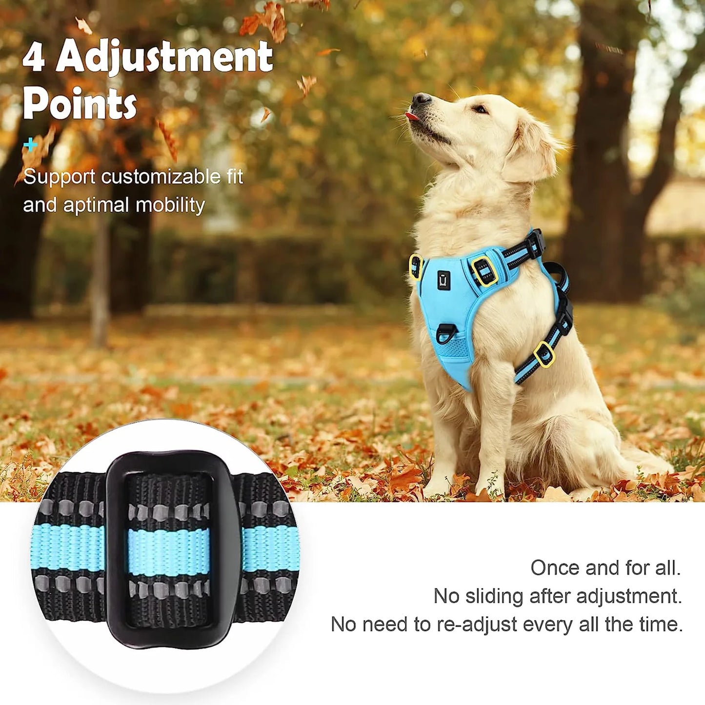 No Pull Dog Harness – Adjustable Soft Padded Pet Vest with Easy Control Handle