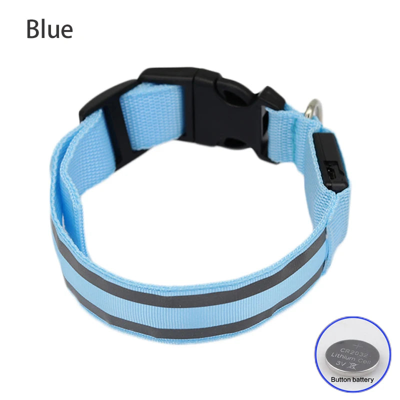 LED Dog Collar – USB Rechargeable & Button Battery Luminous Safety Collar for Dogs & Cats
