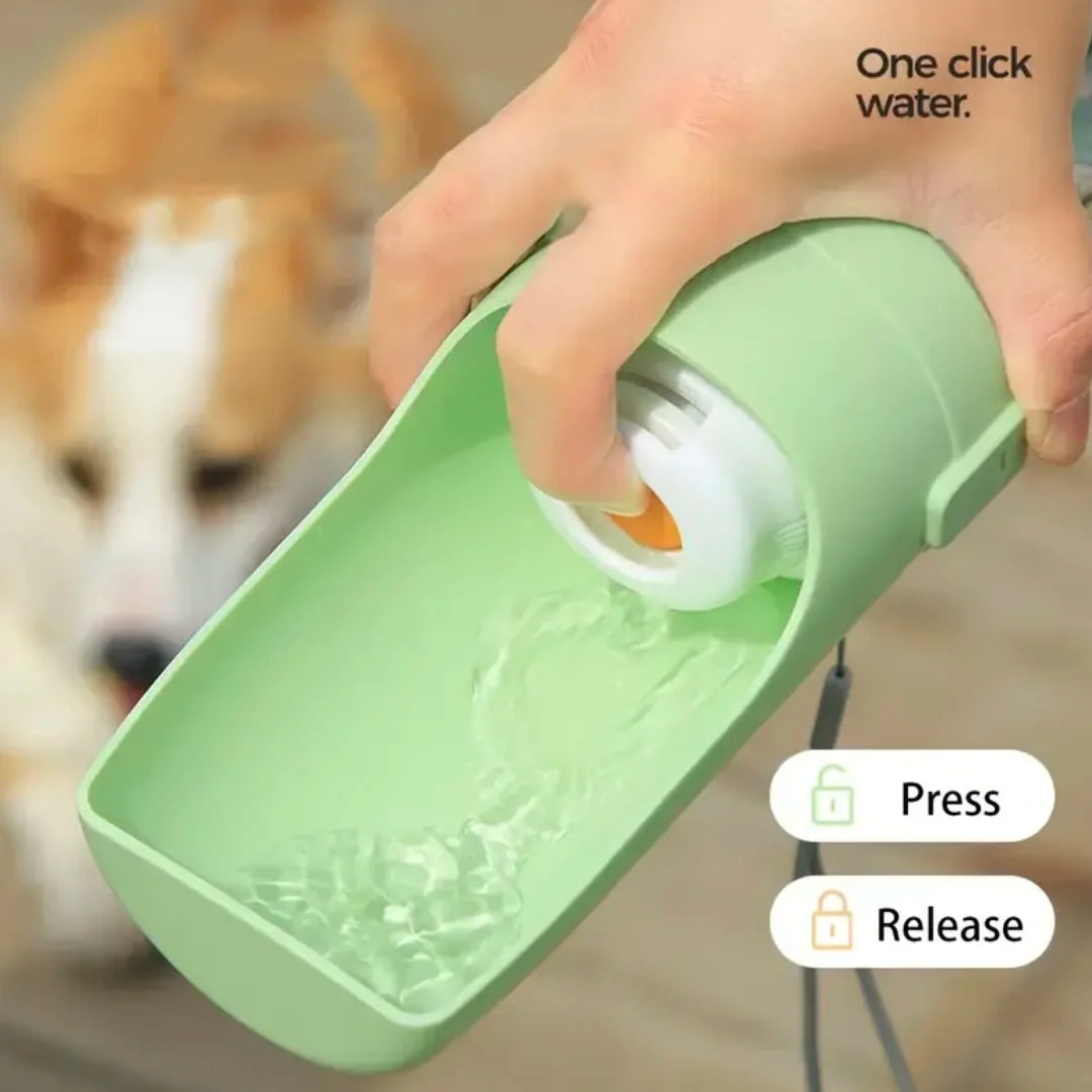 2-in-1 Pet Travel Water Bottle with Food Container – Portable Foldable Outdoor Bowl &amp; Feeder for Dogs &amp; Cats