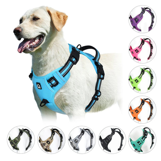 No Pull Dog Harness – Adjustable Soft Padded Pet Vest with Easy Control Handle