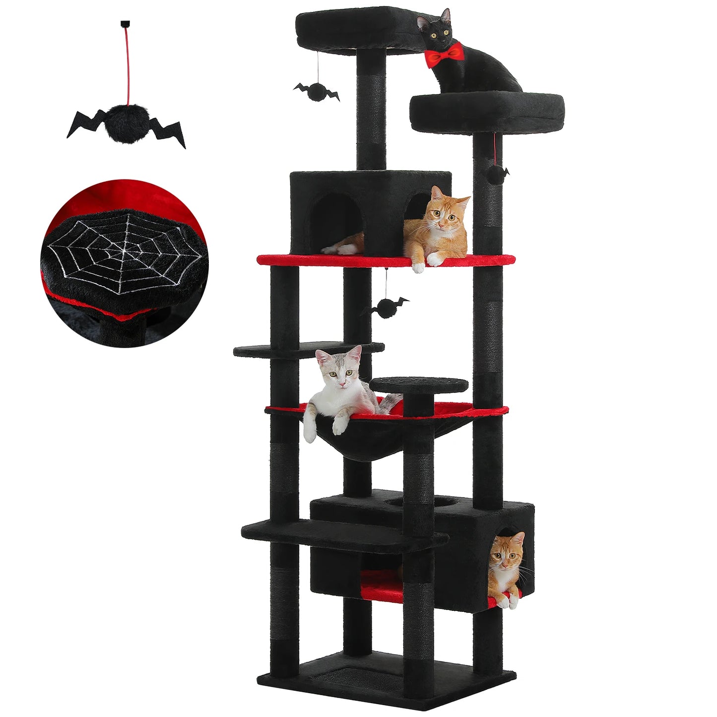 Large Cat Tree & Tower – Indoor Cats Playhouse with Scratching Posts, Hammock, Padded Perches & Condos