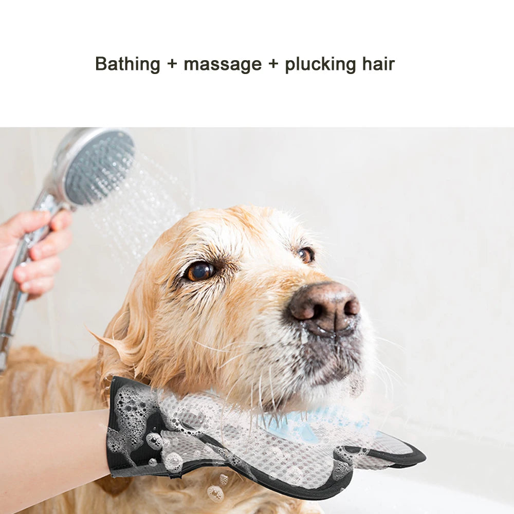 Pet Grooming Glove Brush for Cats Dogs Bath Massage Gloves for Bathing Grooming Softy Comfortable Animal Hair Removal Tool