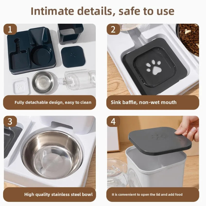 Automatic Pet Feeder & Water Fountain – Large Capacity Raised Food & Water Bowl for Cats & Dogs