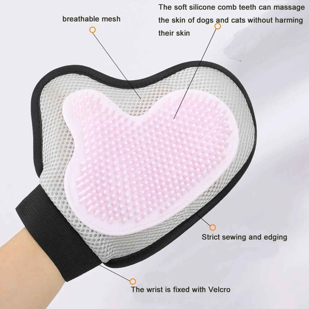 Pet Grooming Glove Brush for Cats Dogs Bath Massage Gloves for Bathing Grooming Softy Comfortable Animal Hair Removal Tool