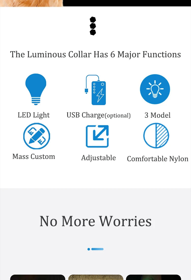LED Dog Collar – USB Rechargeable & Button Battery Luminous Safety Collar for Dogs & Cats