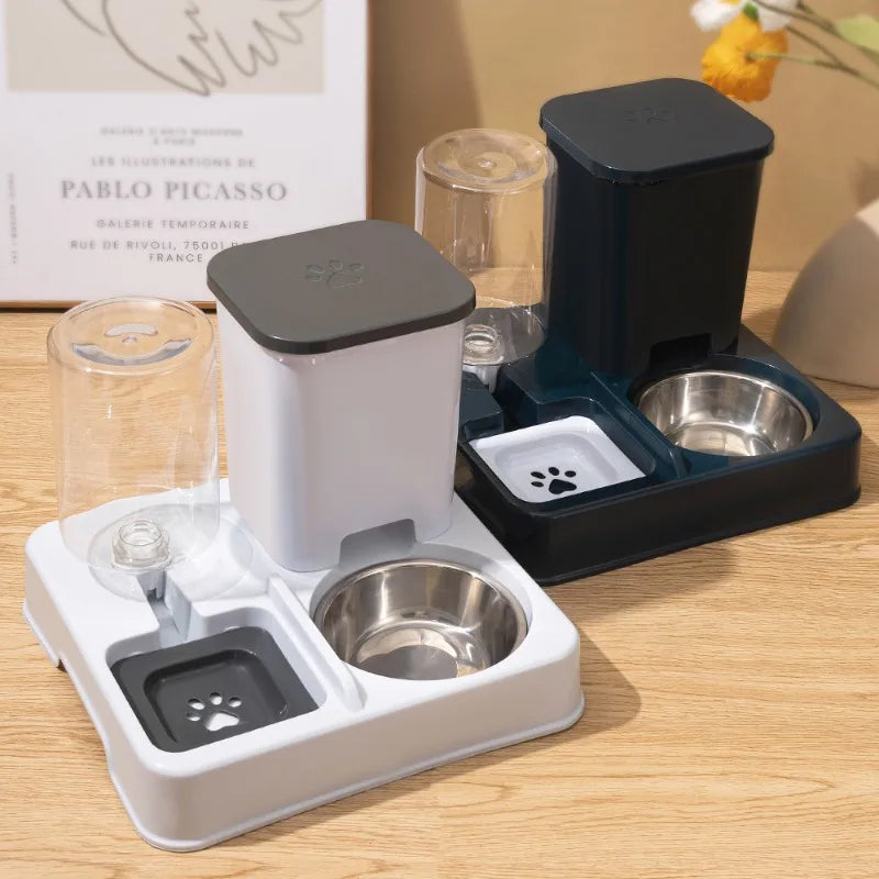 Automatic Pet Feeder & Water Fountain – Large Capacity Raised Food & Water Bowl for Cats & Dogs