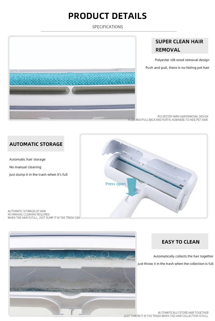 Pet Hair Remover Roller - Dog & Cat Fur Remover with Self-Cleaning Base - Efficient Animal Hair Removal Tool - Perfect for Furni